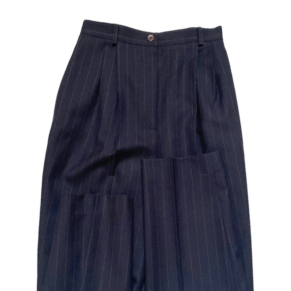 100% Wool Navy Blue Striped Pants - Picture 3 of 3